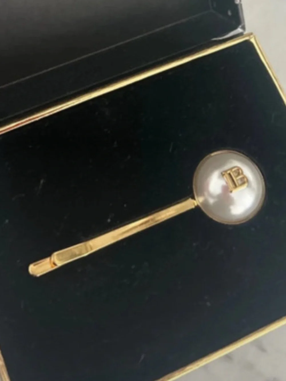 BALMAIN Hair Couture Legacy Slide Limited Edition Pearl Gold Hair Pin w/ Box NIB